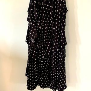Layered ruffle dress black with small white design.. Very nice cocktail dress